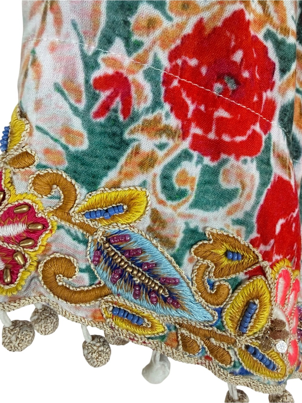 Soft Surroundings Ipanema Embroidered Beaded Caftan Maxi dress in Rio Rainbow - Picture 12 of 16